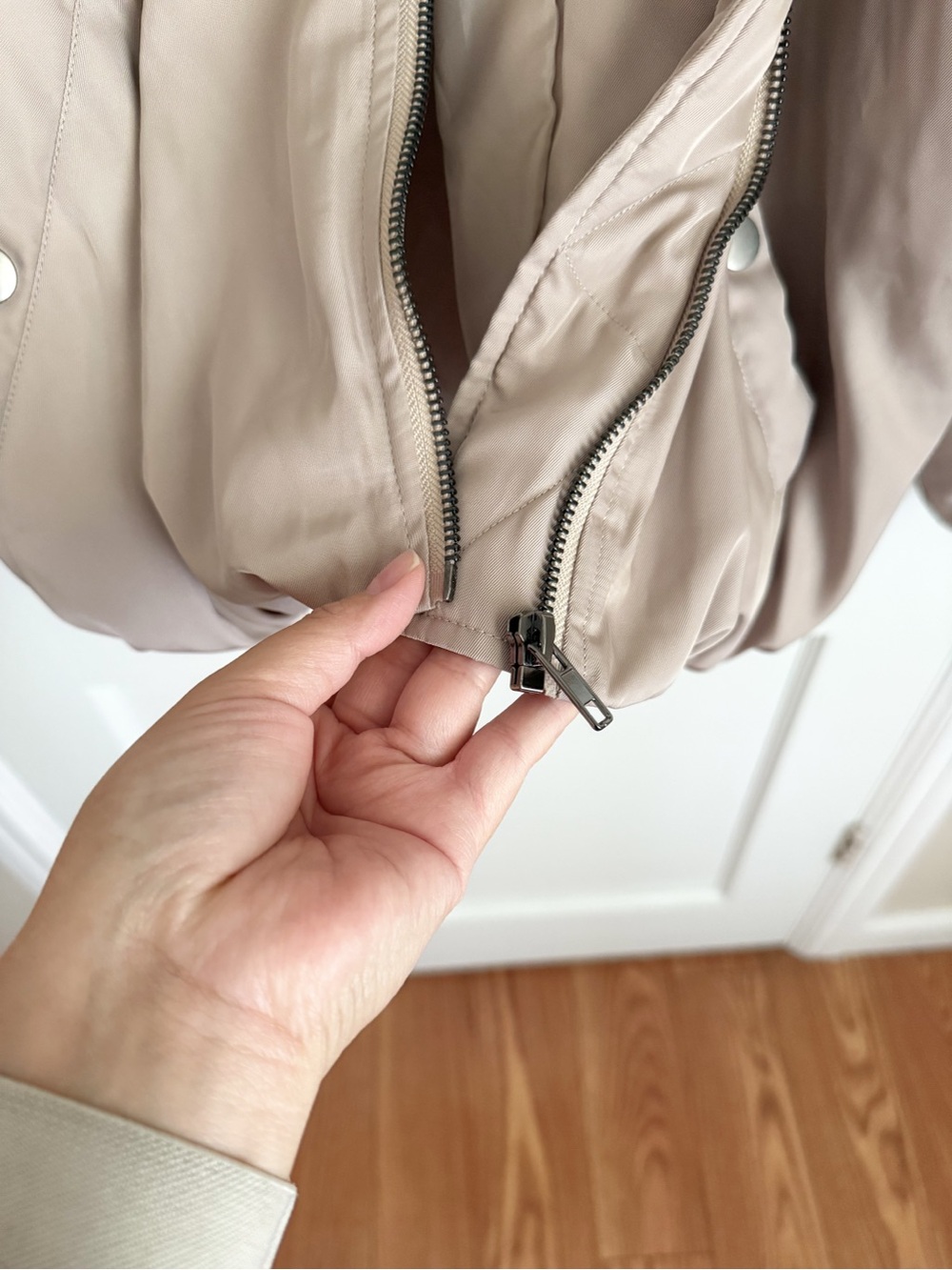 Olia Oversized Bomber Jacket Taupe - Lightweight Casual Bomber - Picture 11 of 14